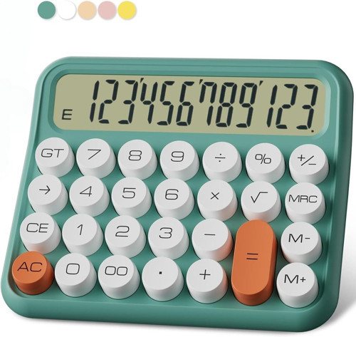 Renkli Dijital Hesap Makinesi, 15.5 cm x 13.5 cm, LCD Ekranlı, Ev ve Ofis için