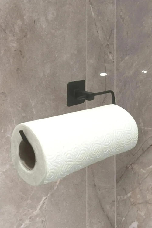 SAFESTORE Rulo Havluluk Peçetelik, Yapışkanlı, Pratik Banyo Askısı, Kağıt Rulo Havluluk, Siy