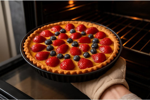 Cook-Lab 30 Cm Sağlıklı Emaye Kaplamalı Kek Turta Tart Kalıbı Siyah