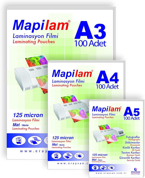 Mapilam 125 Micron Id Kart Laminasyon Filmi, Şeffaf, 65 X 95 mm MAT