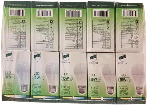 10'lu Uzlight 10W A60 E27 4000K Gün Işığı Led Ampul