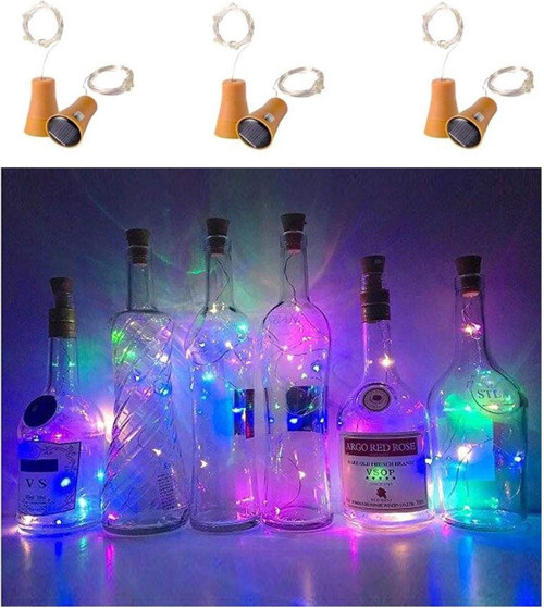 6'li Paket Güneş Enerjili Şarap Şişesi Işıkları, 20 LED Su Geçirmez Bakır Mantar Güneş I