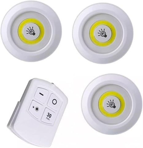 SQUADO 3'lü set, pille çalışır, uzaktan kumandalı, ayarlanabilir parlaklık ayarı, otomatik k