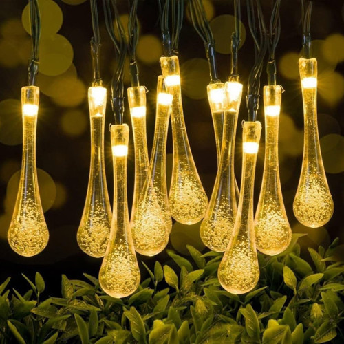 light home Güneş Enerjili Dize Işıklar Su Geçirmez, 7 m /50 LED 8 Mod Kristal Su Damlası Veran