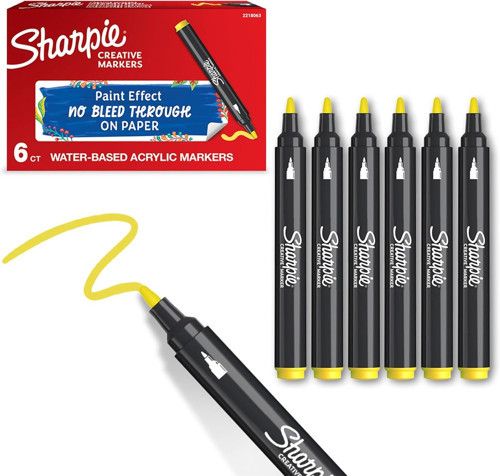 SHARPIE Akrilik markör, Yuvarlak uç, Sarı