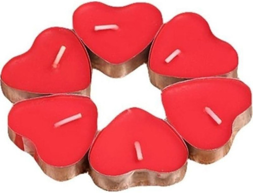 5DM-Kırmızı Kalpli 25 Adet Tea Lights Mum