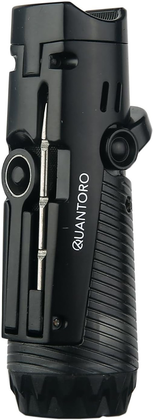 Quantoro MGM04-9 Delicili İğneli Üçlü Jet Alev E-Black Çakmak