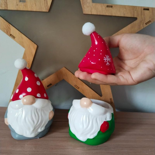 Dafniart Yılbaşı Noel Ya Da Mantar Kapaklı Noel Dekor/Mumluk Beyaz,Kırmızı Mantar Gnome