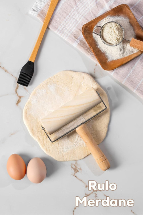 Porsima 2076 Ahşap Saplı Rulo Merdane Oklava Pürüzsüz Oklava Pizza Börek Açma Oklava