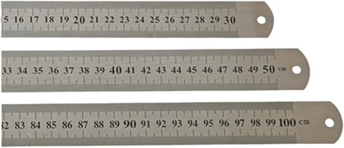 Tuhafiyecimiz Çelik Cetvel Seti, Düz Metal Cetvel 3 ADET (30-50-100 cm) Metalik