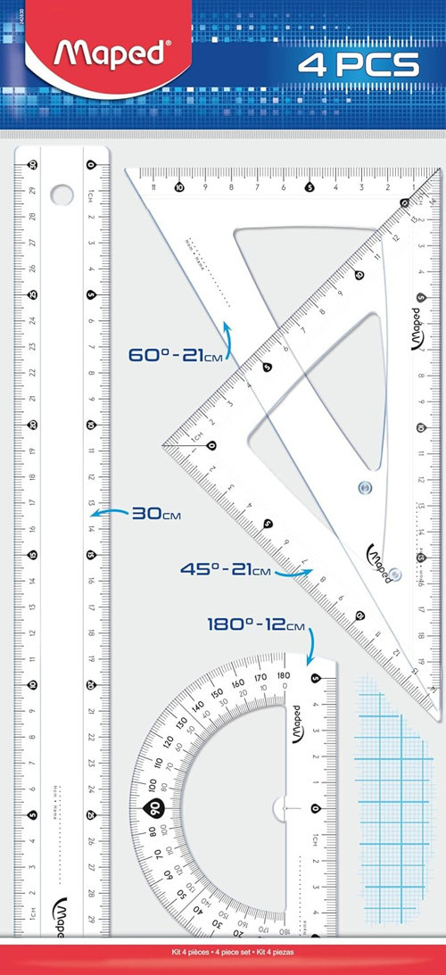 Maped Ofis Ve Kirtasiye 242830 4'lü Start Maxi Cetvel Seti, 30 cm
