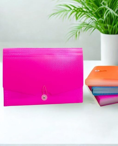 Körüklü Dosya 13 Bölümlü Cepli - Pembe