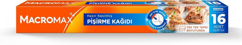 Macro Max Hazır Kesilmiş Yağlı Pişirme Kağıdı 16 Adet, Standart Fırın Tepsisi Boyutu (42x3