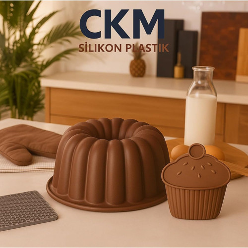 CKM silikon Tutamaç + Kek Kalıbı Seti / Yanmaz, Yapışmaz Kahverengi
