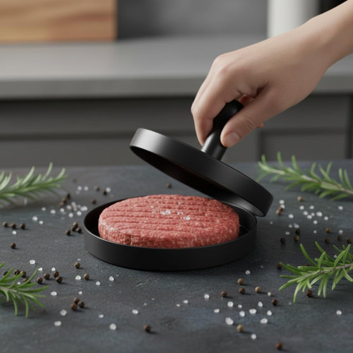 Deconox Yapışmaz Büyük Boy Hamburger Köfte Kalıbı - Paslanmaz Çelik Karbon Kaplama Premium B