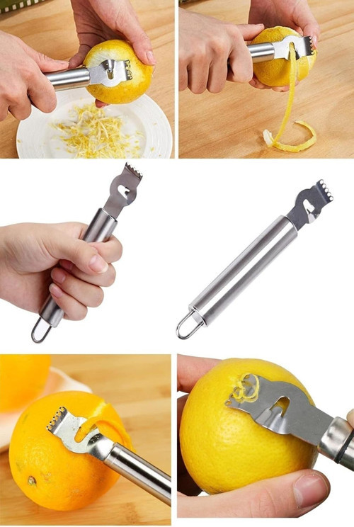 EveFix Narenciye Portakal Limon Kabuk Çizici Sıyırıcı Soyucu Rende, Metal, 16 cm