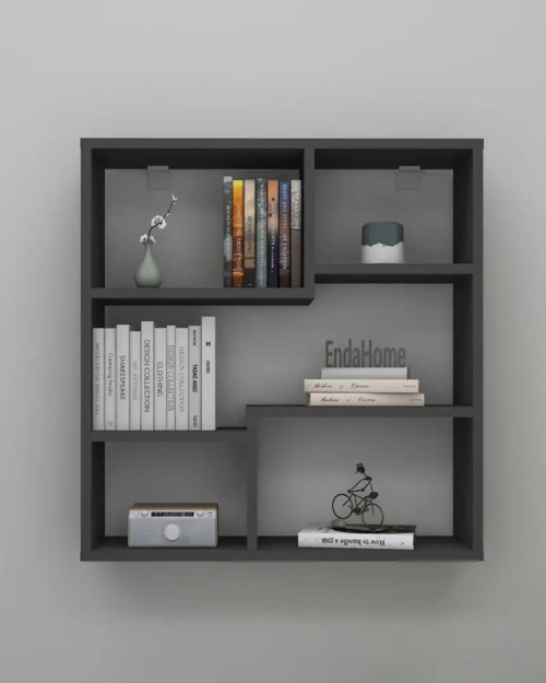 Reyo Enda Home Myra09 5 Bölmeli Modern Duvar Rafı, Mutfak Rafı Antrasit