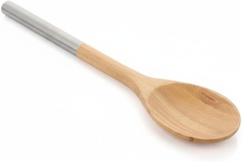 AmberHaus%100 Doğal Akasya Ahşap & Paslanmaz Çelik 3'lü Mutfak Seti / Kaşık, Spatula, Kevgir /