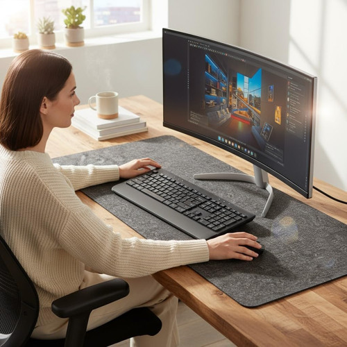 120x50 cm Mouse Pad Masa Koruyucu Büyük Keçe Oyuncu Matı 3mm Koyu Gri Renk Farklı Ölçüler İ