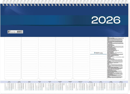Keskin Color 2026 AJ-70 28x40 Haftalık Spiralli Masa Sümeni