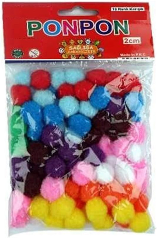 Rubenis Ponpon 2 cm 10 Renk Karışık 70 li Paket