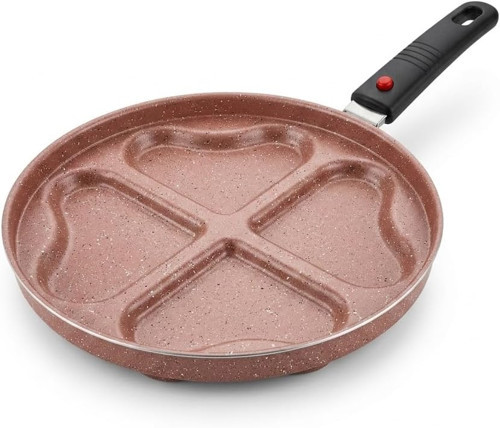 Papilla Redio Romantik 24 cm Kalpli Pankek ve Omlet Tavası - 4 Gözlü, Çıkarılabilir Saplı Yan