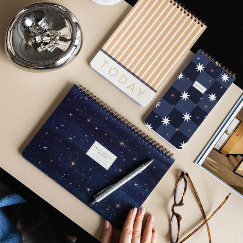 PAPERORA Haftalık ve Günlük 3'lü Masaüstü Süresiz Planlayıcı Set - Galaksi
