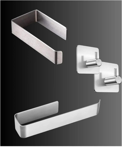 DELTAHOME Paslanmaz Çelik Yapışkanlı Havluluk 27cm - Tuvalet Kağıdı Askısı - 2 Adet Askıl�