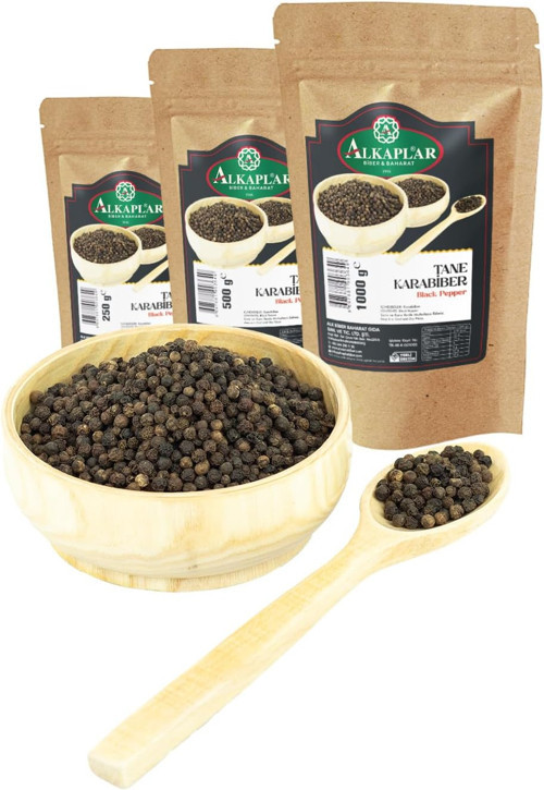 Alkaplar Biber Çift Elenmiş Tane Karabiber 1000g – Vietnam Menşeli / Doğal, Aromatik, Yoğun K