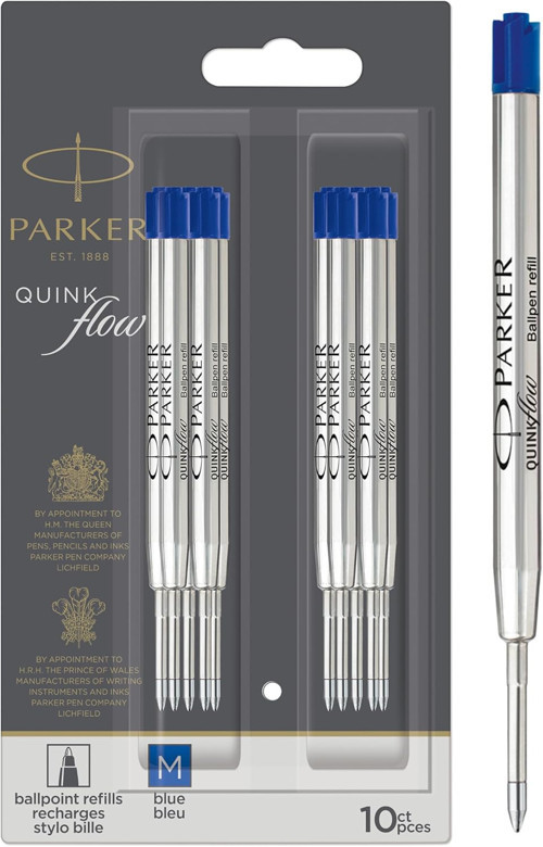 Parker Quinkflow Tükenmez Kalem Yedeği, Mavi Renk Mürekkep, 10'lu Avantajlı Paket