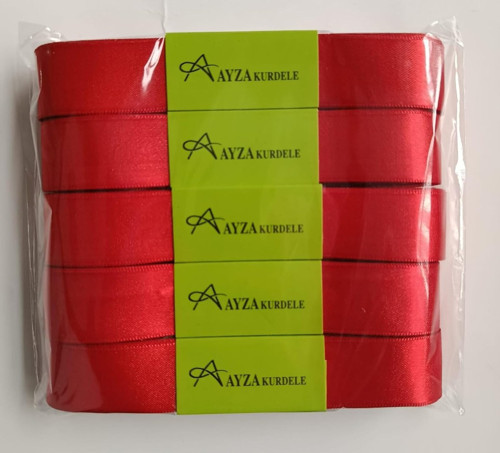 Ayza Kurdele - Kırmızı Saten Kurdele 4 cm 5X10 Metre (1 Paket)