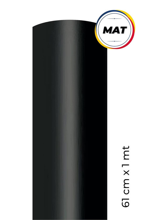 Mat Siyah Yapışkanlı Kaplama Folyosu 61 CM X 1 MT