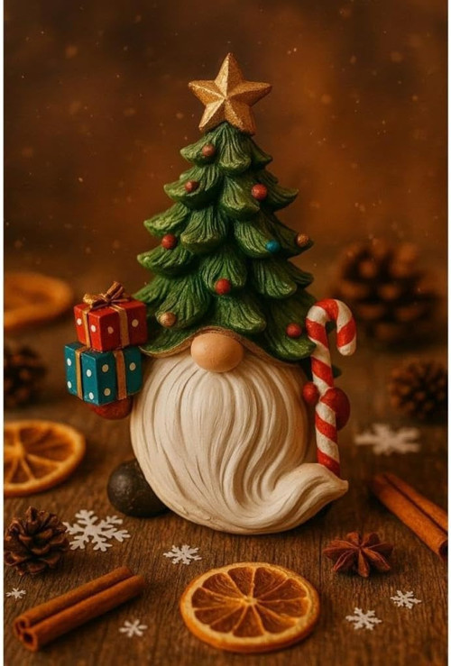 Dekoratif Yılbaşı Cüce ve Çam Ağacı Biblosu Noel Dekorasyon Figürü Hediyelik Yeni Yıl Süs