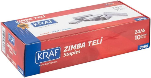 Kraf 24/6 Zımba Teli Beyaz - 1000Lik -10 Kutu