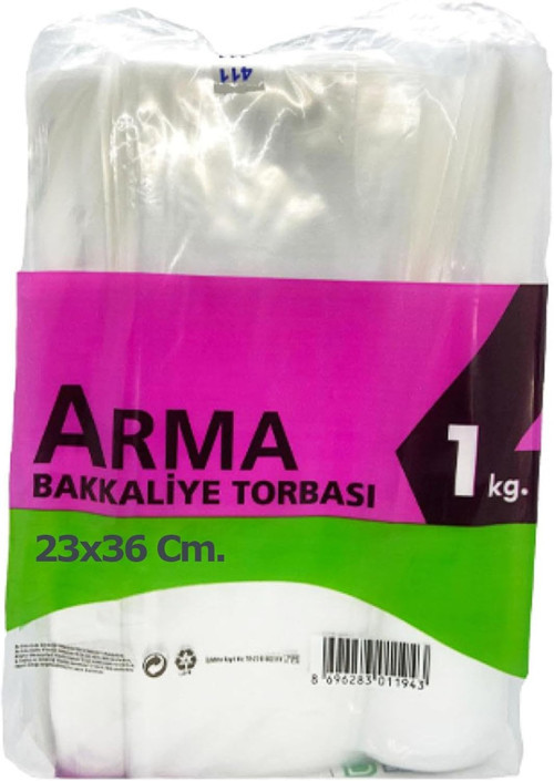 Naksan Arma Şeffaf Naylon 2 lik 23x36 Cm. Bakkaliye Poşeti Torbası - 1 Kg. - Ort. 190 Adet - 1 Pa