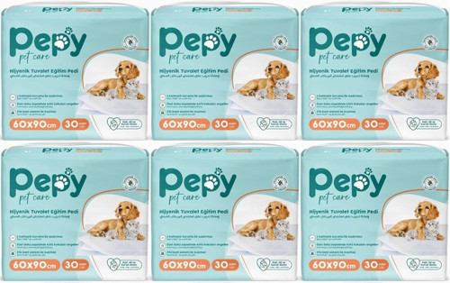 Pepy Evcil Hayvan Tuvalet Eğitim Pedi, 60X90 Cm, 180 Adet (6 Paket)