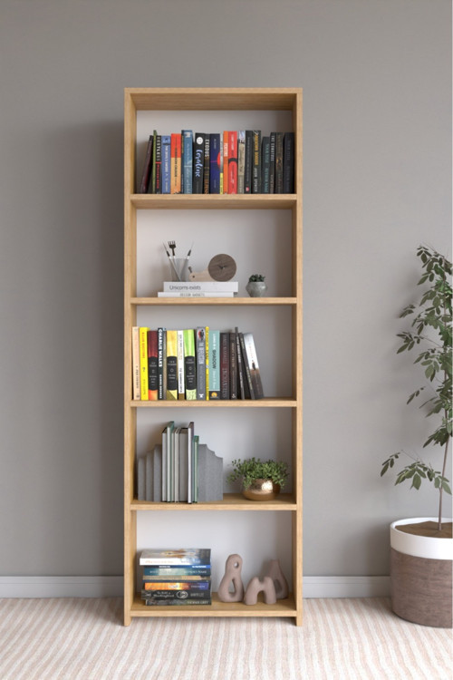 Classy 105Nisa 5 Rafli Arkalikli Kitaplik Çok Amaçli Dolap Safir Meşe