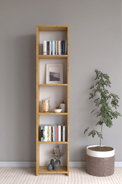 CLASSY 104EMİR 5 RAFLI ARKALIKLI KİTAPLIK SAFİR MEŞE