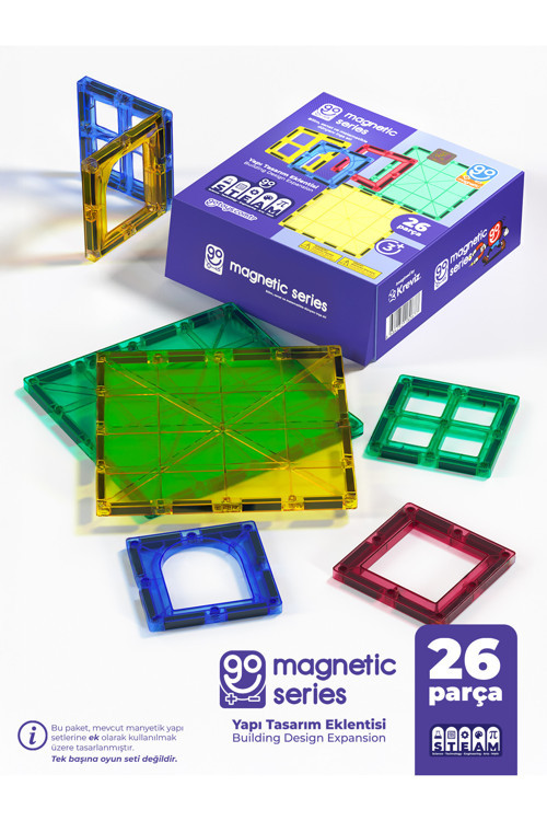 Go Magnetic Series 26 Parça Yapı Tasarım Eklentisi - Mıknatıslı Manyetik Bloklar