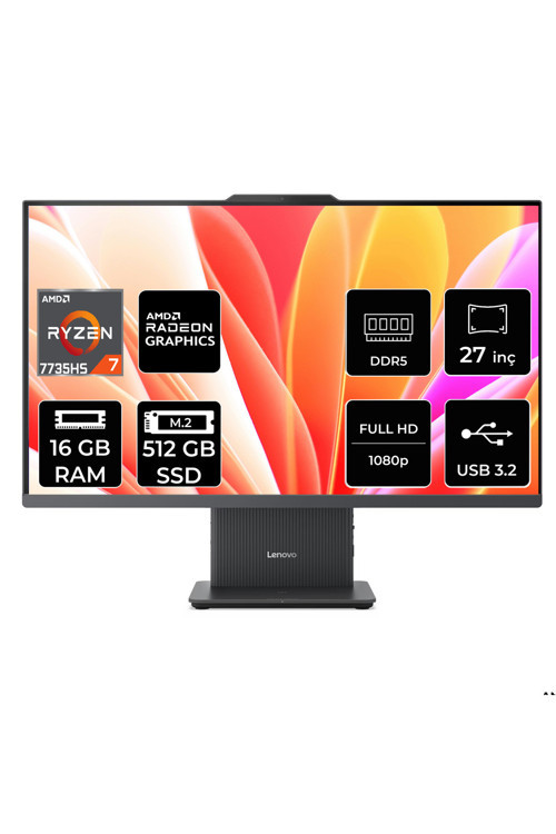 IdeaCentre 27ARR9 Ryzen 7 7735HS 16GB RAM 512GB SSD 27" FHD FreeDos All in One Bilgisayar + Per4 USB Bellek