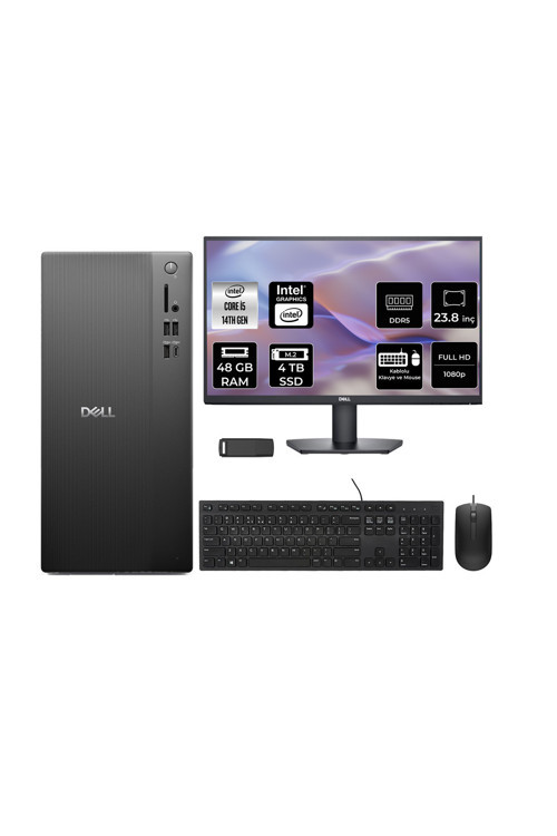 Tower Essential QVT1260 Core i5 14500 48GB RAM 4TB SSD 23.8" FHD FreeDOS BTO005BQVT1260P612 Masaüstü Bilgisayar + PER4 USB Bellek