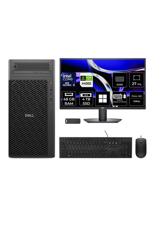 Pro Max T2 Core Ultra 9 285 RTX 4000 Ada 20GB 48GB RAM 4TB SSD 27" FHD Win11 Pro FCT225012P844 Masaüstü İş İstasyonu + PER4 USB Bellek