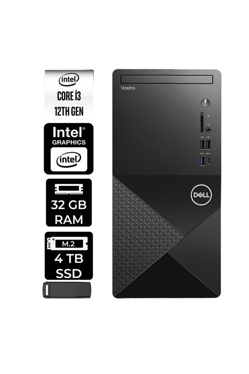 Vostro 3030MT Core i3 12100 32GB RAM 4TB SSD Win11 Pro N6001VDT3030MTP348 Masaüstü Bilgisayar + PER4 USB Bellek
