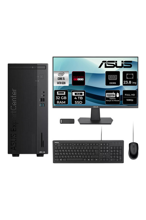 ExpertCenter D501MER Core i5 14500 RX 550 4GB 32GB RAM 4TB SSD 23.8" FHD FreeDOS DI51000B0D100P668 Masaüstü Bilgisayar + PER4 USB Bellek