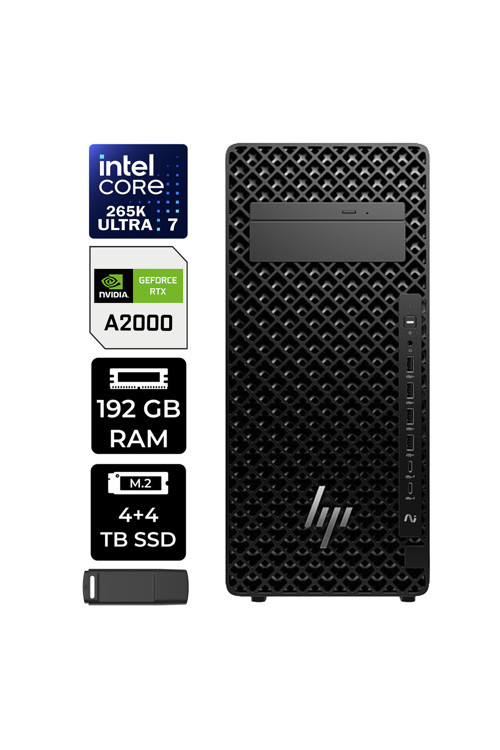 Z2 G1i Core Ultra 7 265K RTX 2000 Ada 16GB 192GB RAM 4TB SSD + 4TB SSD Win11 Home A2KR1ESPN395 Masaüstü İş İstasyonu + PER4 USB Bellek