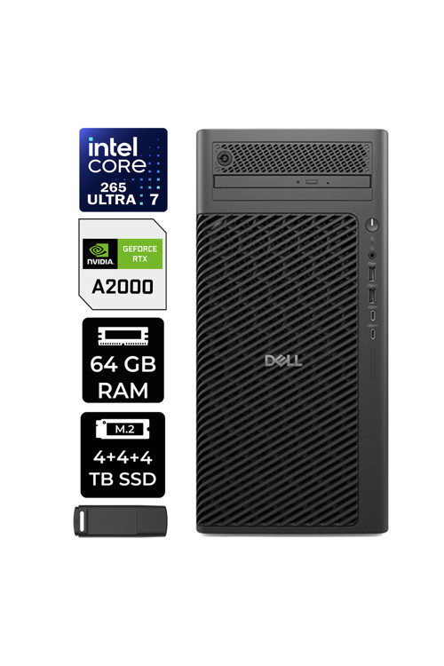 Pro Max T2 Core Ultra 7 265 RTX 2000 Ada 16GB 64GB RAM 12TB SSD Win11 Home FCT22506P372 Masaüstü İş İstasyonu + PER4 USB Bellek