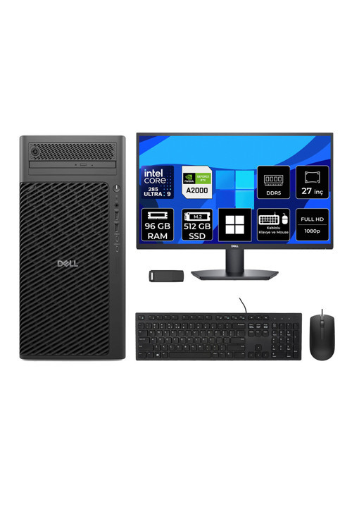Pro Max T2 Core Ultra 9 285 RTX 2000 Ada 16GB 96GB RAM 512GB SSD 27" FHD Win11 Pro FCT22508P853 Masaüstü İş İstasyonu + PER4 USB Bellek