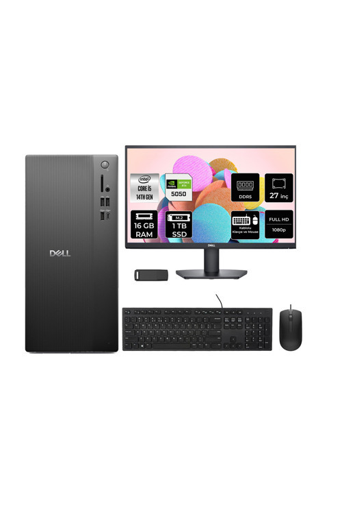Tower Essential QVT1260 Core i5 14500 RTX 5050 8GB 16GB RAM 1TB SSD 27" FHD FreeDOS BTO005BQVT1260P1142 Masaüstü Bilgisayar + PER4 USB Bellek