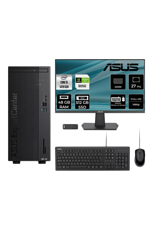ExpertCenter D501MER Core i5 14500 RTX 3050 6GB 48GB RAM 512GB SSD 27" FHD FreeDOS DI51000B0D100P1089 Masaüstü Bilgisayar + PER4 USB Bellek