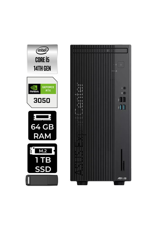 ExpertCenter D501MER Core i5 14500 RTX 3050 6GB 64GB RAM 1TB SSD Win11 Home DI51000B0D100P514 Masaüstü Bilgisayar + PER4 USB Bellek